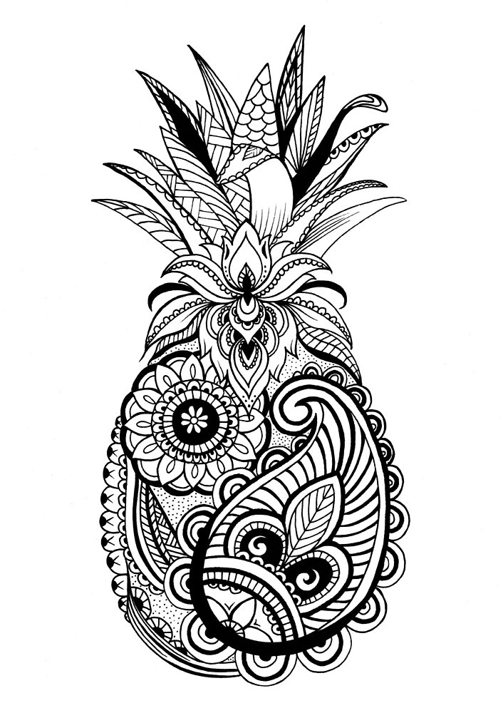 706x1000 Pineapple Drawing
