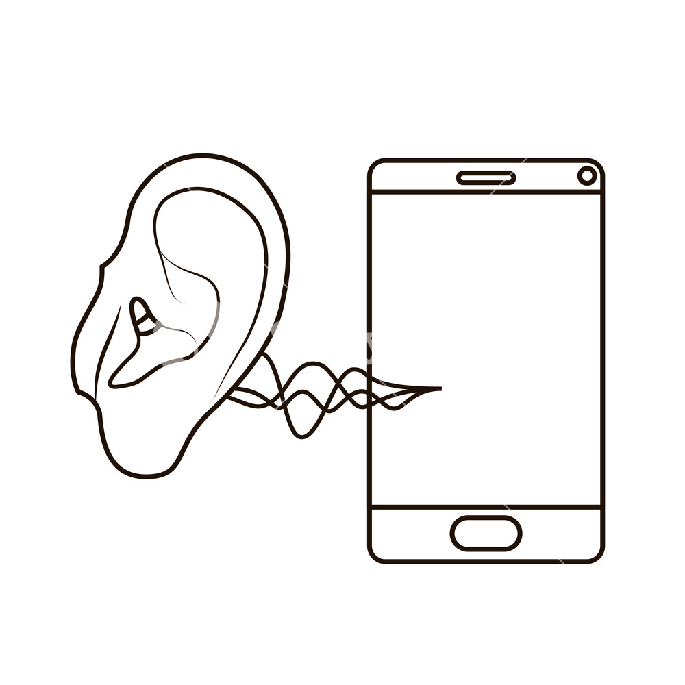 1000x1000 ear with sound wave and smartphone vector illustration design
