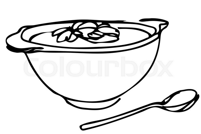 800x533 Vector Sketch Of A Bowl Of Soup With Stock Vector Colourbox
