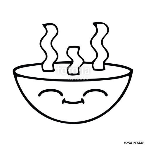 500x500 Line Drawing Cartoon Bowl Of Hot Soup Stock Image And Royalty