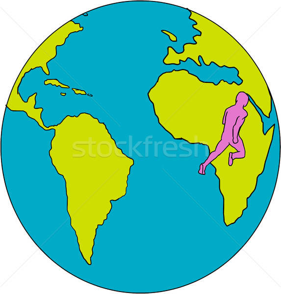 573x600 Marathon Runner Running South America Africa Drawing Vector