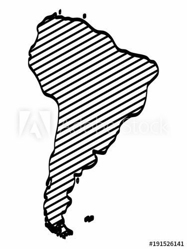 375x500 South America Map Outline Graphic Freehand Drawing On White