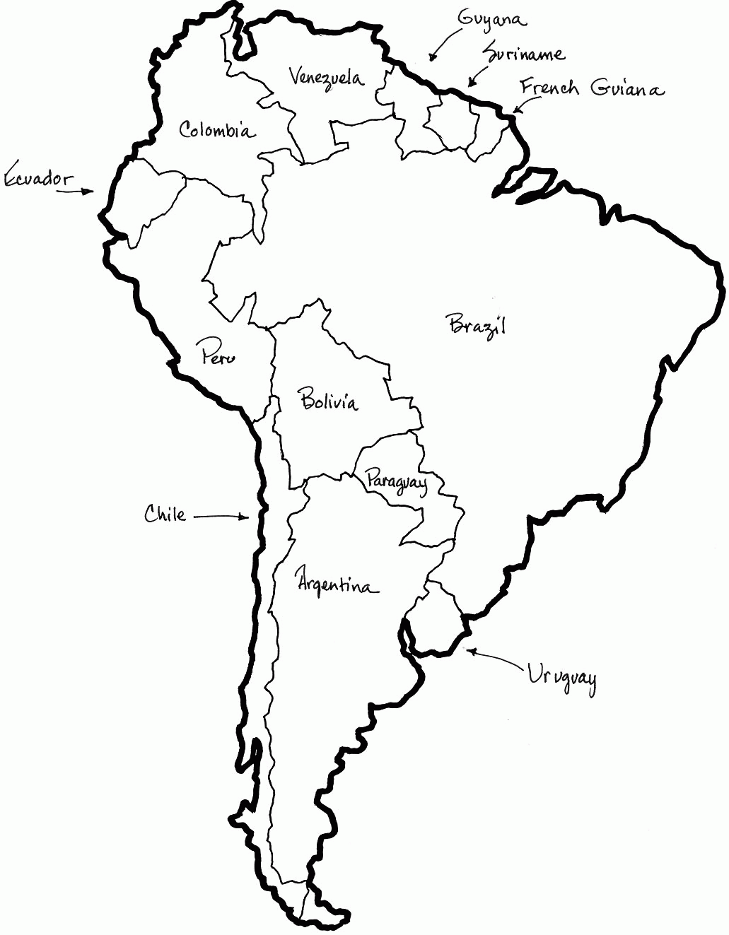 1031x1323 South America Map Coloring Pages
