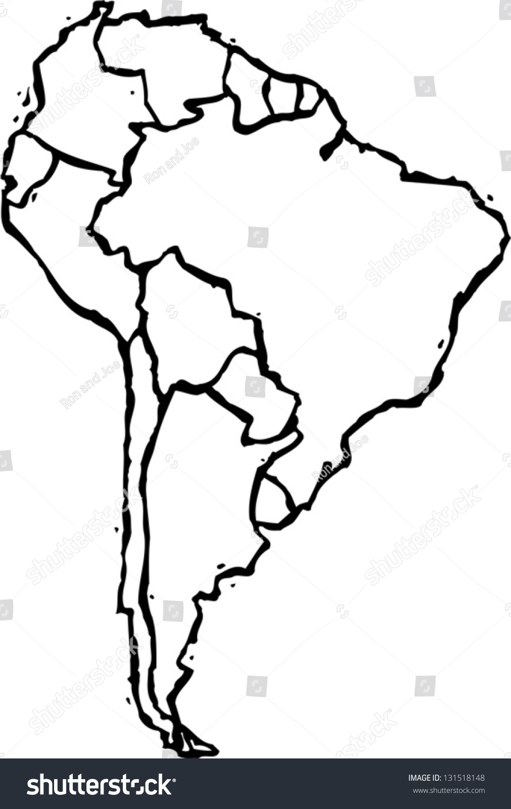 1011x1600 Stock Vector Black And White Illustration Of Map South America