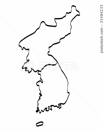 356x450 North And South Korea Map Outline Freehand Draw