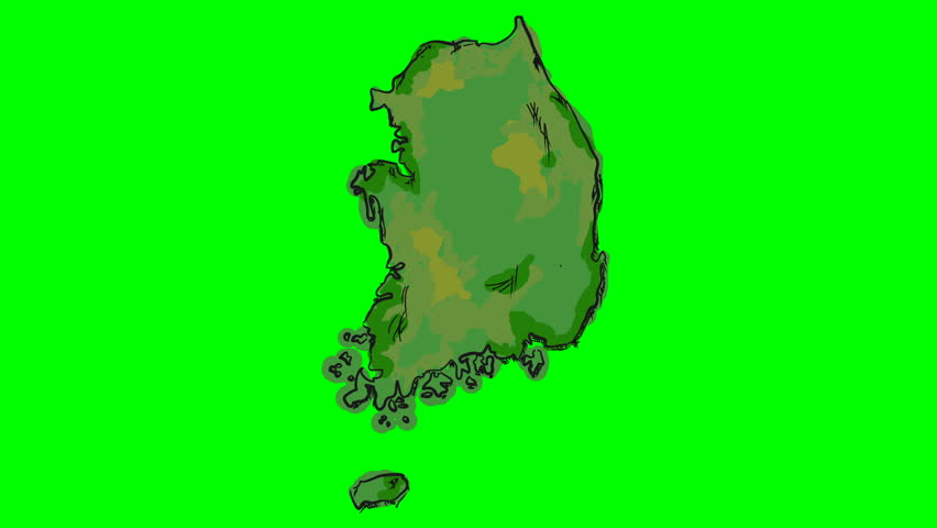 852x480 South Korea Drawing Colored Map Stock Footage Video