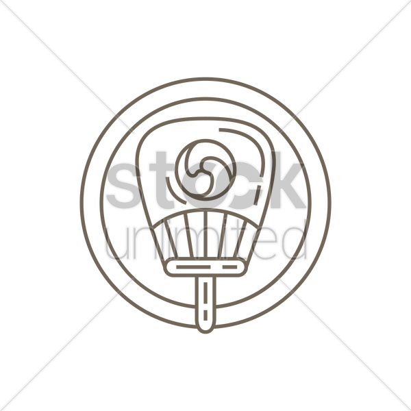 600x600 South Korea Hand Fan Vector Image