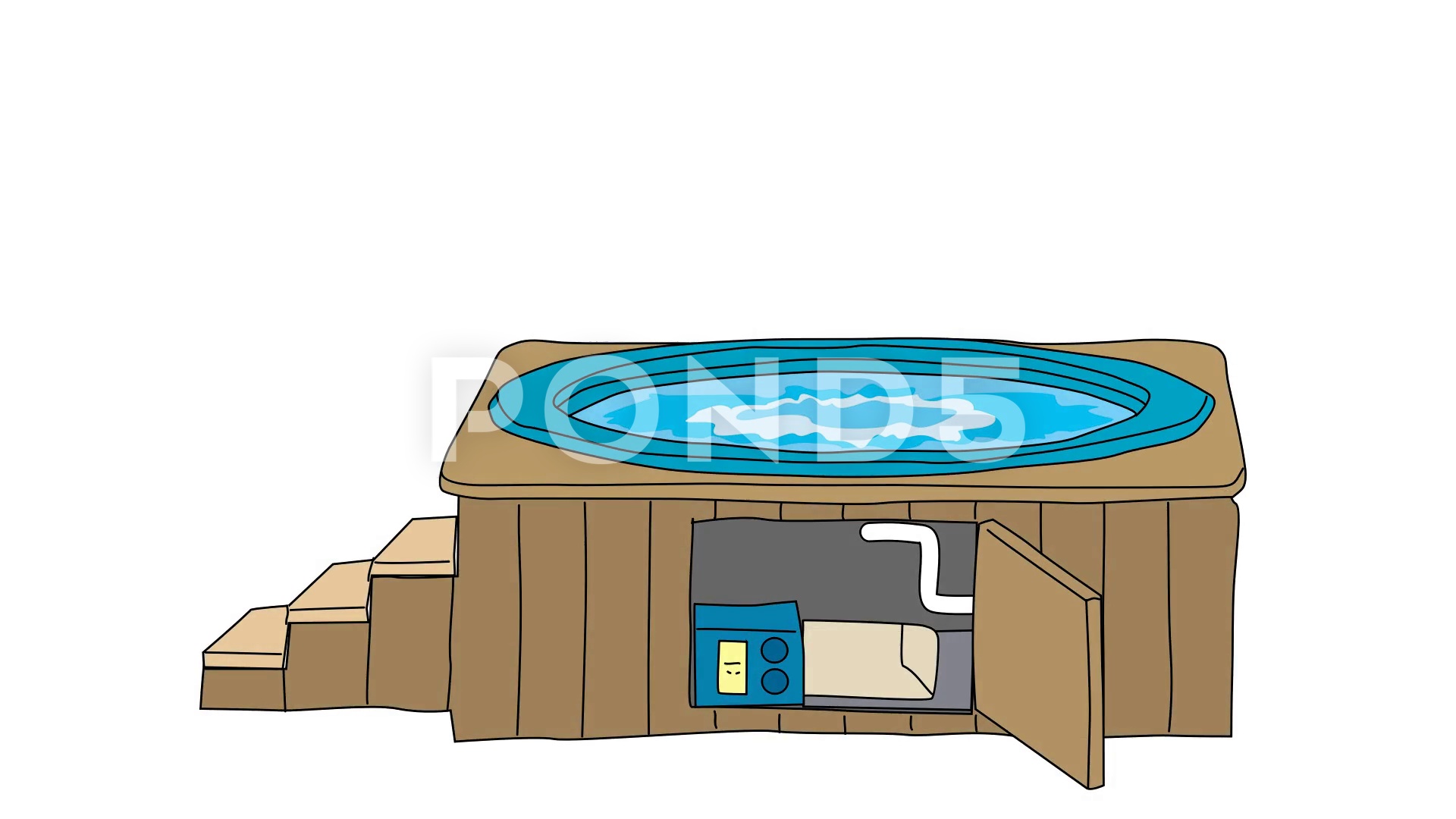 1920x1080 animated drawing of sauna spa hot tub motor pump equipment video