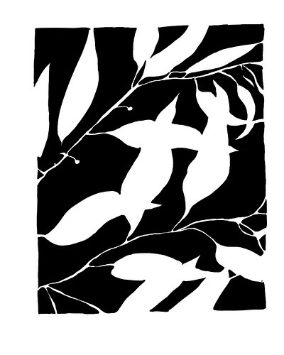 400x500 Negative Space Drawing Of Leaves