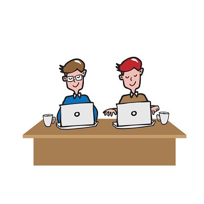 416x416 Coworking Office Space Cartoon Drawing Premium Clipart