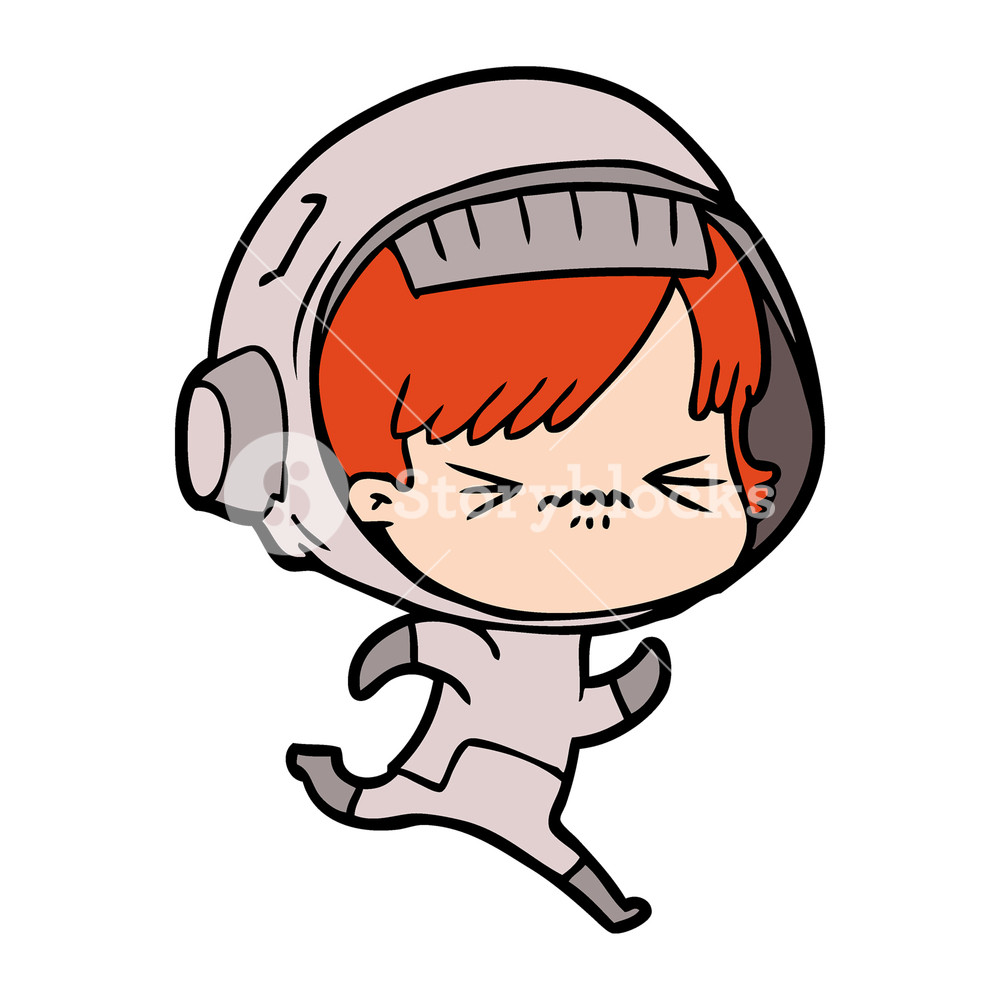 1000x1000 Cartoon Space Girl Running Royalty Free Stock Image