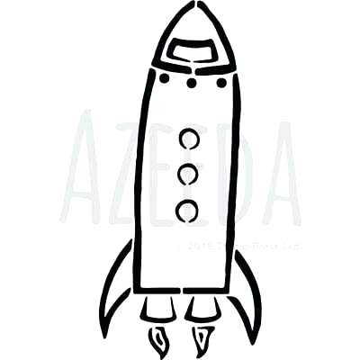 400x400 Rocket Ship Wall Stencil Template Drawing Space Step