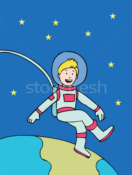 454x600 Space Kid Floating Vector Illustration John Takai