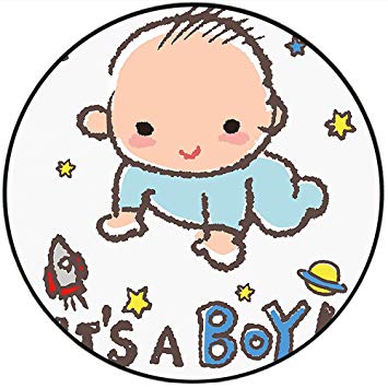 355x355 Short Plush Round Rug Gender Reveal Little Baby Boy