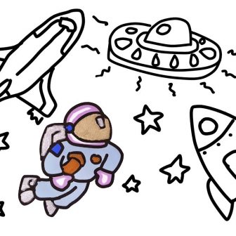 336x336 Astronaut Helmet Drawing Easy Detail Color Black And White Cartoon