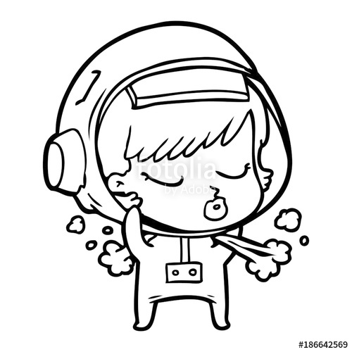 500x500 Cartoon Pretty Astronaut Girl Taking Off Space Helmet Stock Image