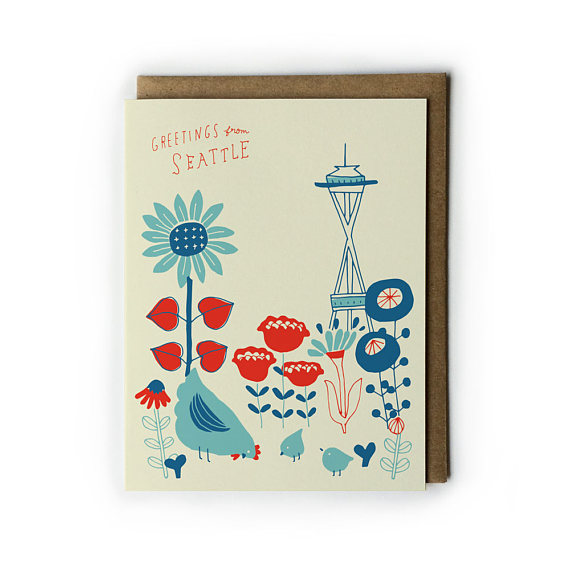 570x570 seattle greeting card seattle space needle vintage flower cards