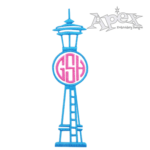 600x600 Seattle Space Needle Monogram Embroidery Design