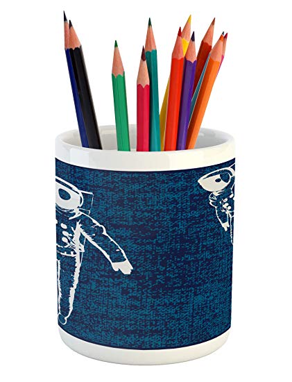 421x550 Ambesonne Astronaut Pencil Pen Holder, Two Astronauts