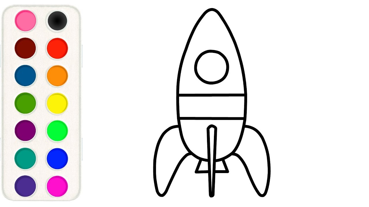 1280x720 Drawing For Kids, Drawing And Coloring A Space Rocket