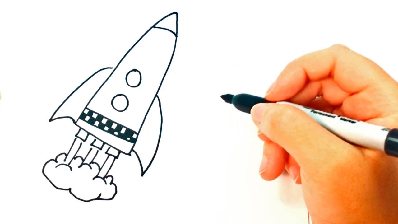 1280x720 Draw, How To Draw A Space Rocket, Space Rocket Easy Draw Tutorial