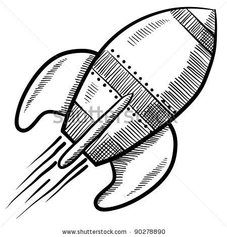 450x470 Doodle Style Retro Rocket Or Spaceship Vector Illustration