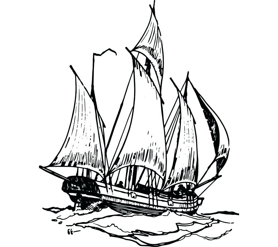 900x800 Sailing Ship Boat Clip Art Outline Download Spaceship Drawing Wuyedh