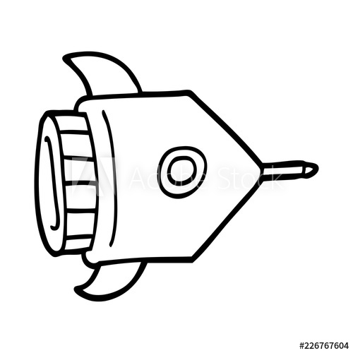 500x500 Line Drawing Cartoon Spaceship