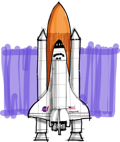 400x472 Endeavour Space Shuttle Drawing