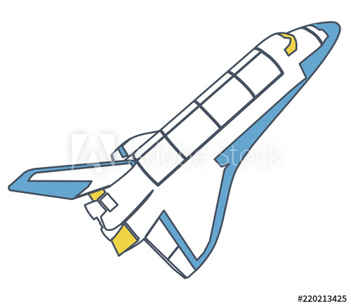 500x436 Outlined Space Shuttle, Universe Discovering Yellow Blue Vector