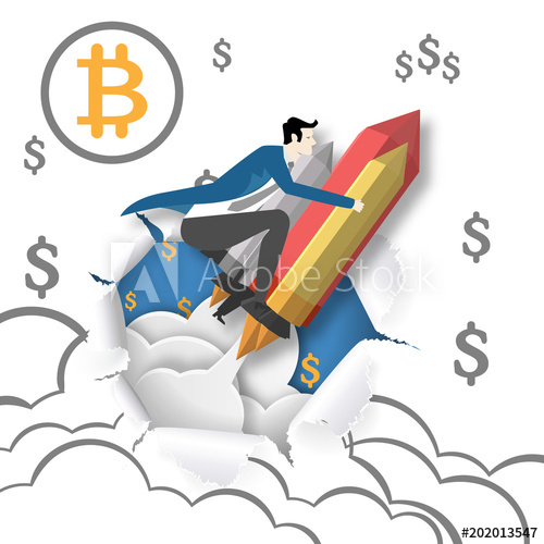 500x500 Paper Art Of Business Man Riding Space Shuttle Flying Through