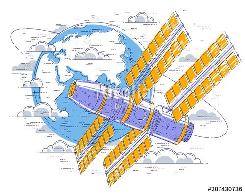 500x397 Space Station Flying Orbital Flight Around Earth, Spacecraft