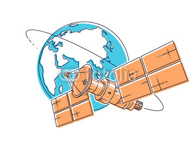 400x309 Communication Satellite Flying Orbital Spaceflight Around Earth