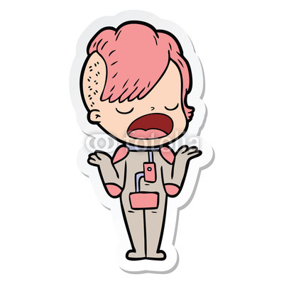 400x400 Sticker Of A Cartoon Cool Hipster Girl In Space Suit Buy Photos
