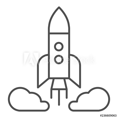 500x500 Rocket Launch Thin Line Icon Spacecraft Vector Illustration