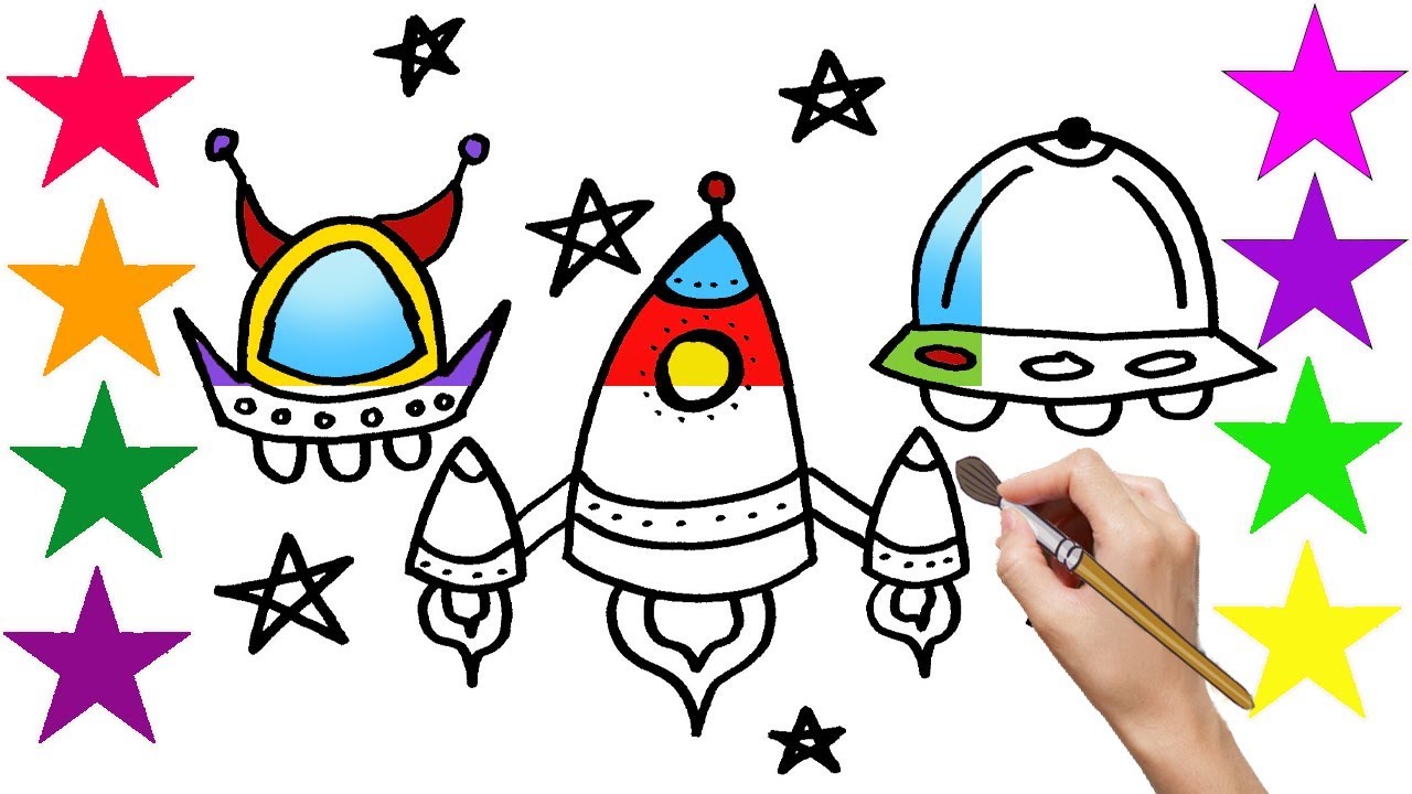 1280x720 How To Draw Spacecraft Coloring And Art Colours