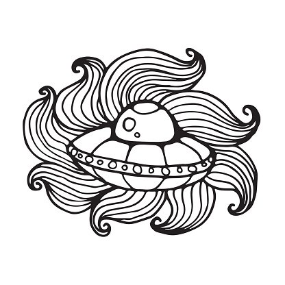 416x416 Spaceship Cartoon Doodle Illustration Premium Clipart