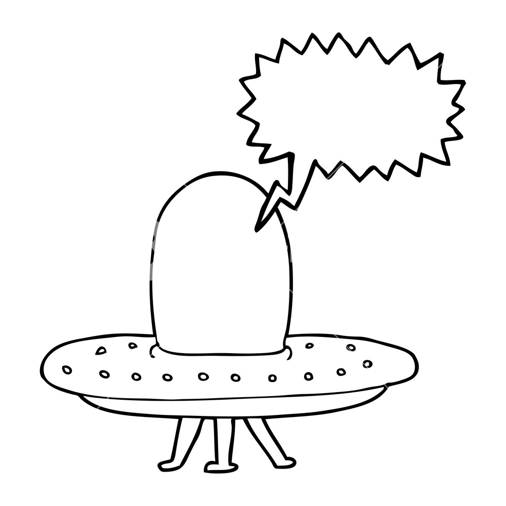 1000x1000 Freehand Drawn Speech Bubble Cartoon Spaceship Royalty Free Stock