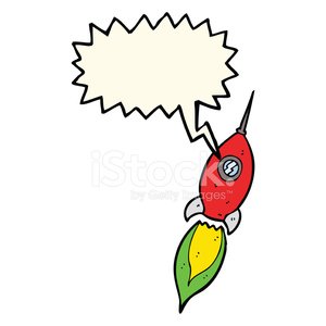 300x300 Cartoon Spaceship With Speech Bubble Stock Vectors