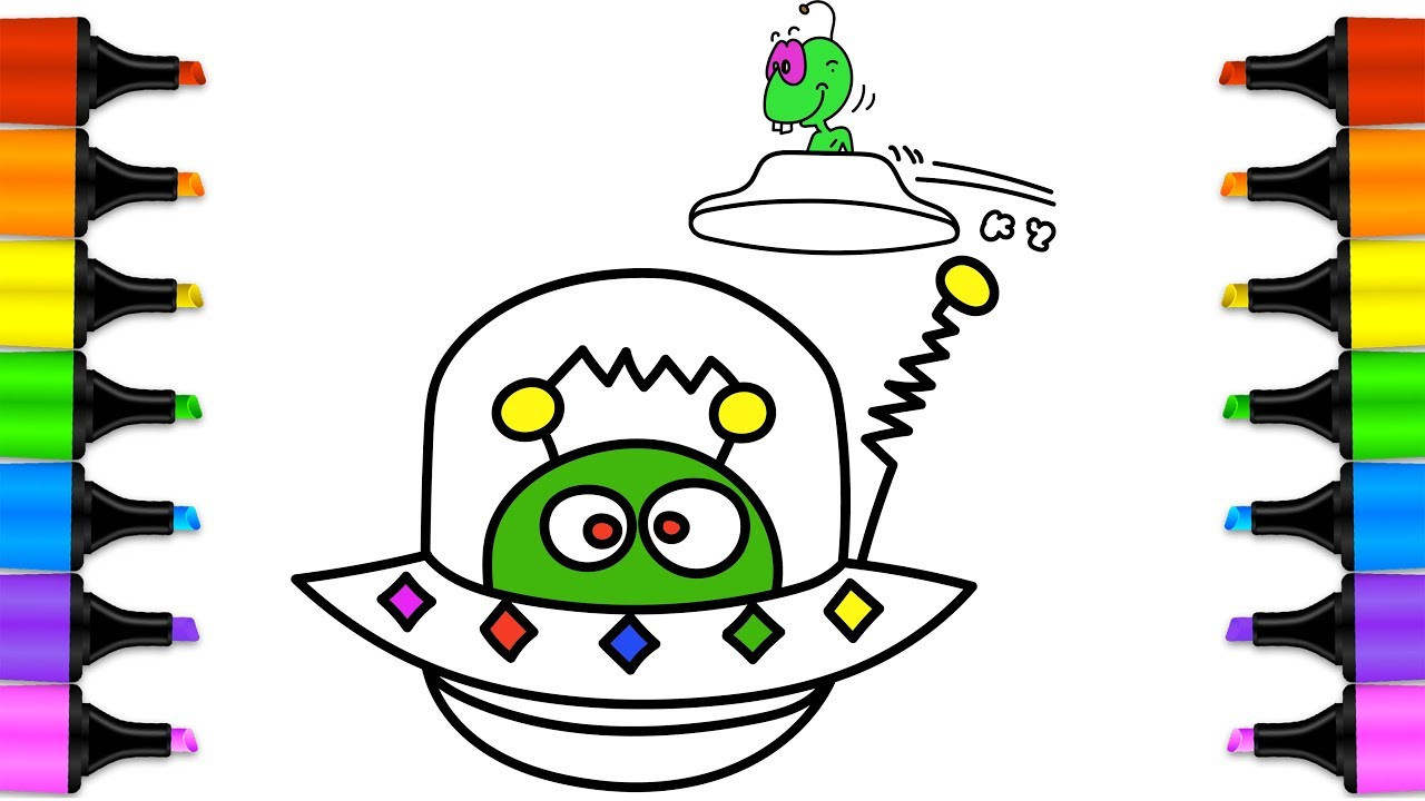 1280x720 Spaceship Drawing For Kids And Coloring Pages And How To Draw
