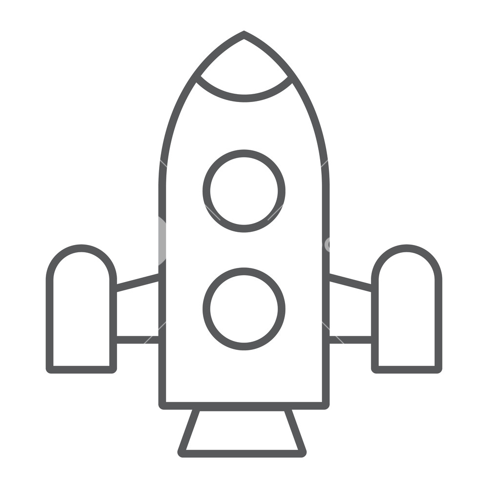 1000x1000 Rocket Thin Line Icon, Shuttle And Astronomy, Spaceship Sign