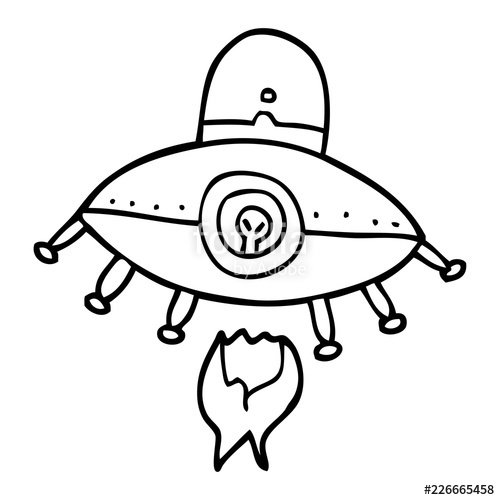 500x500 Line Drawing Cartoon Alien Spaceship Stock Image And Royalty Free