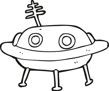 358x300 Black And White Cartoon Alien Spaceship Stock Vectors