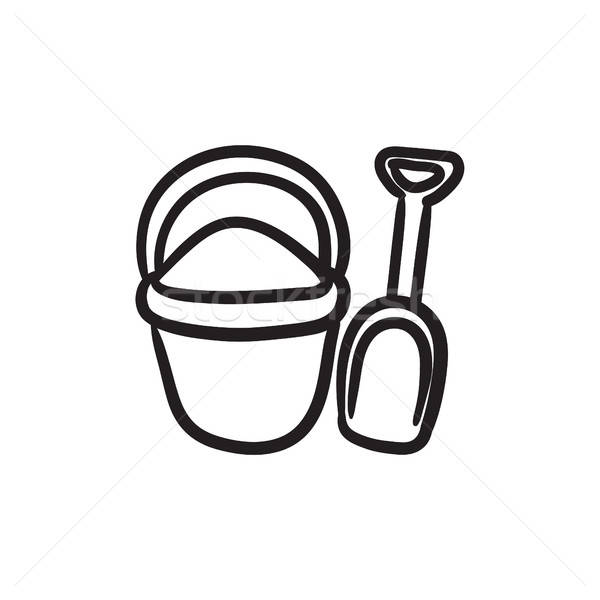 600x600 Bucket And Spade For Children Sketch Icon Vector Illustration