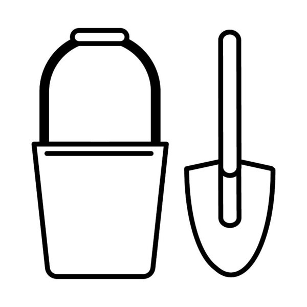 600x600 Bucket And Spade Line Icon Vector Illustration Isolated On White