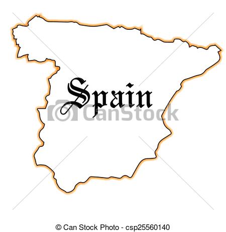 450x460 Outline Map Of Spain Over A White Background