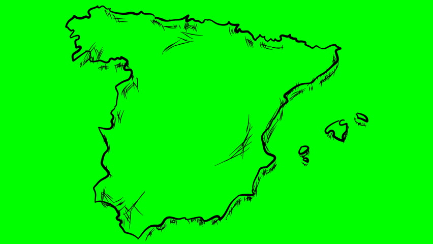 852x480 Spain Drawing Outline Map On Stock Footage Video