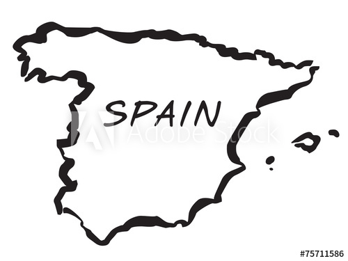 500x375 Vecto Balck Drawing Map Of Spain