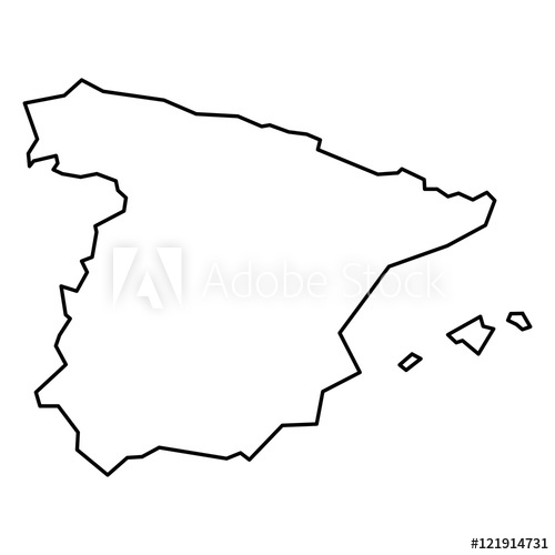 500x500 Black Contour Map Of Spain