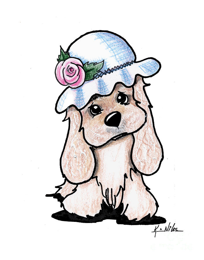 707x900 cocker spaniel in hat drawing